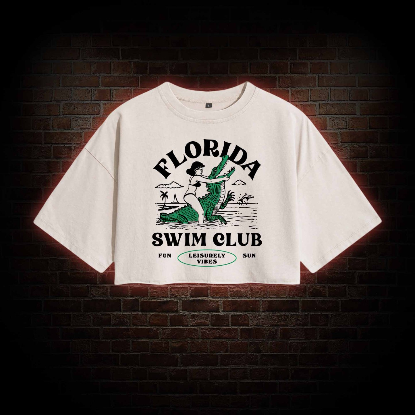 Florida Swim Club Washed Cropped T-shirts