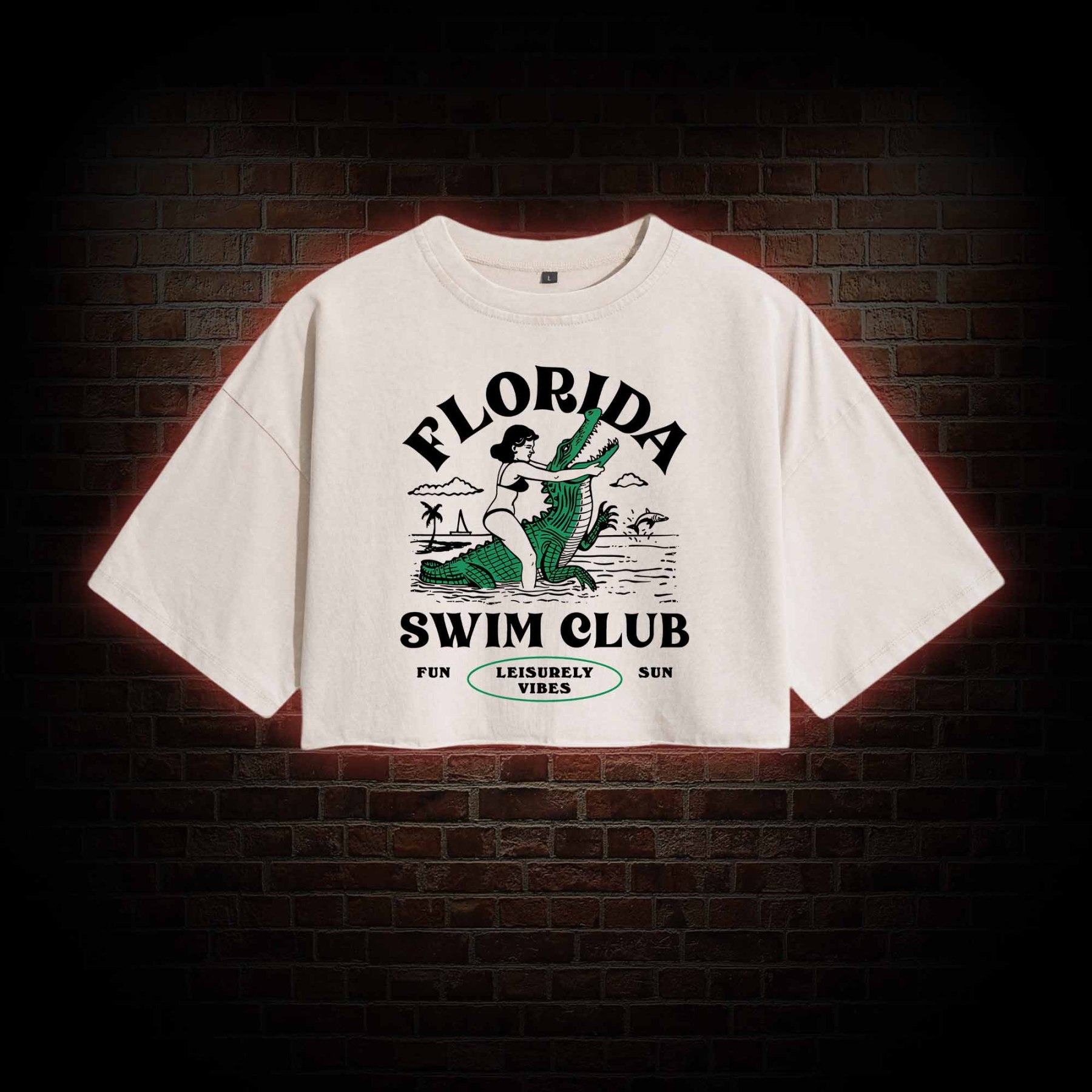 Florida Swim Club Washed Cropped T-shirts