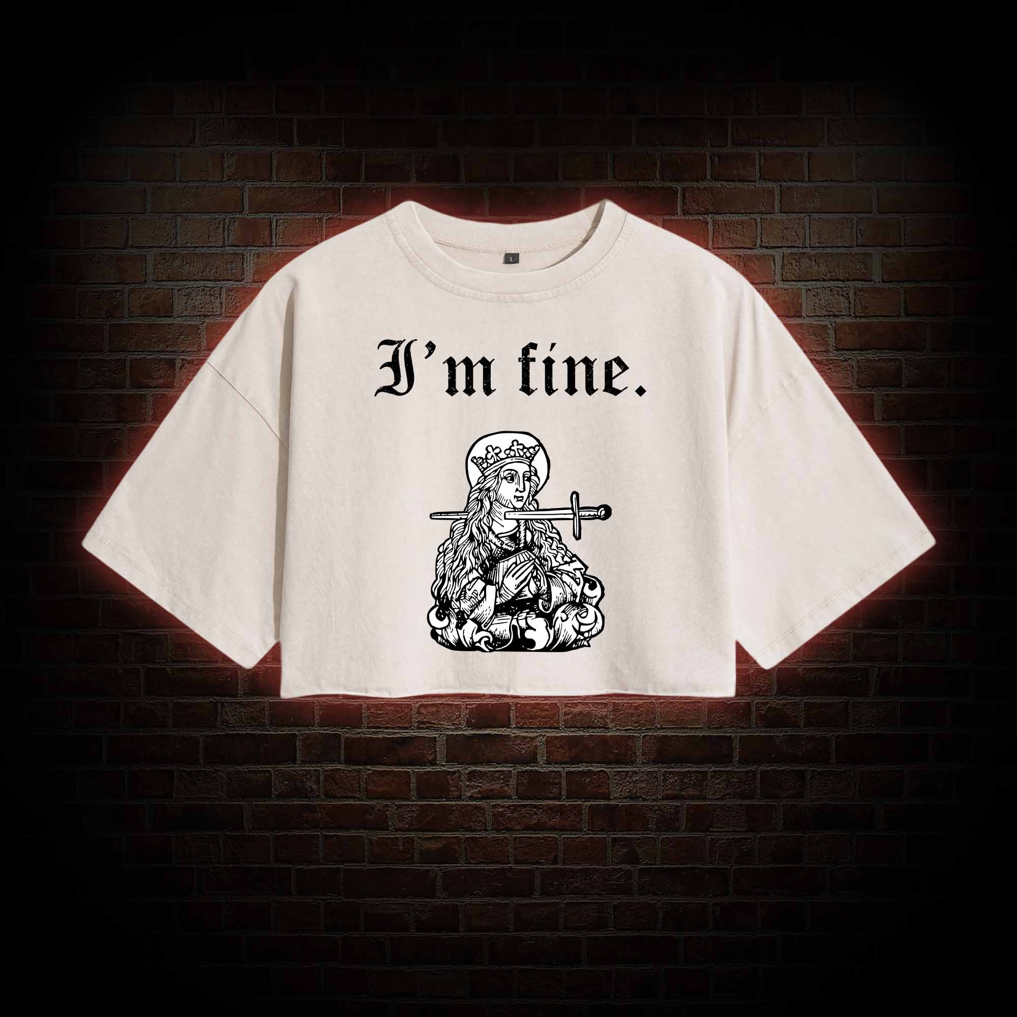 I'm Fine Washed Cropped T-shirts