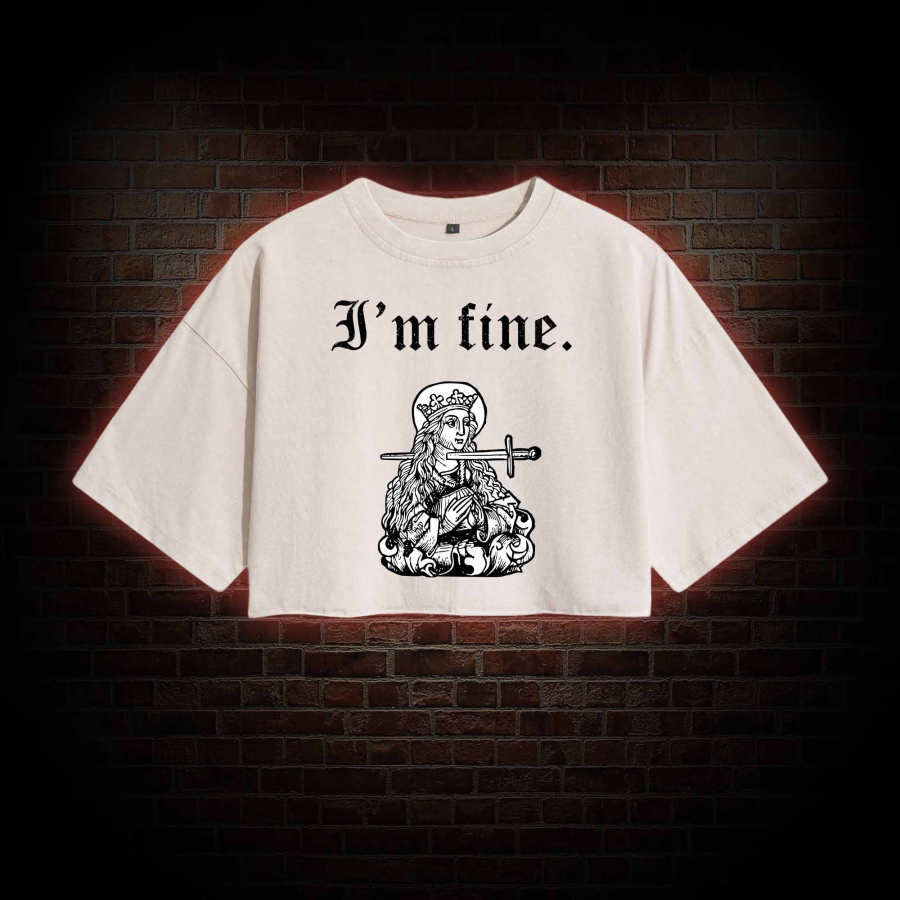 I'm Fine Washed Cropped T-shirts