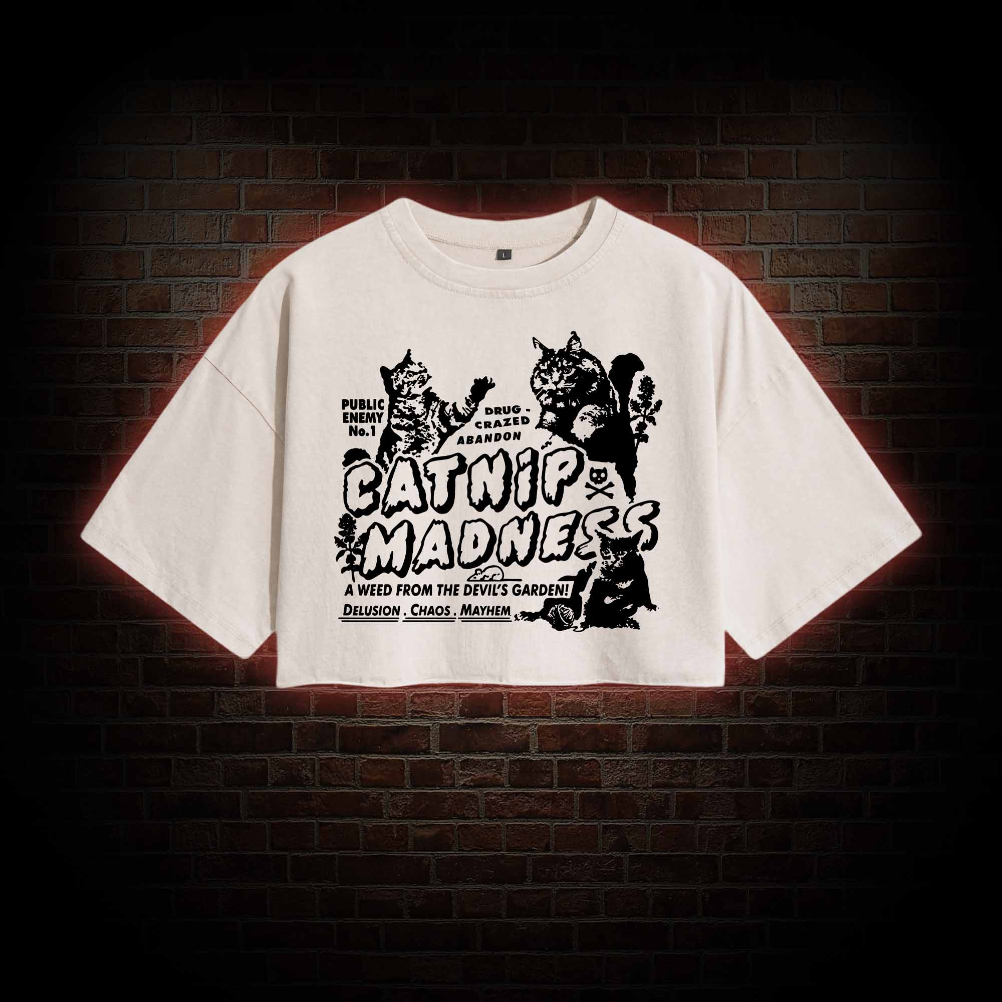 Catnip Madness Washed Cropped T-shirts