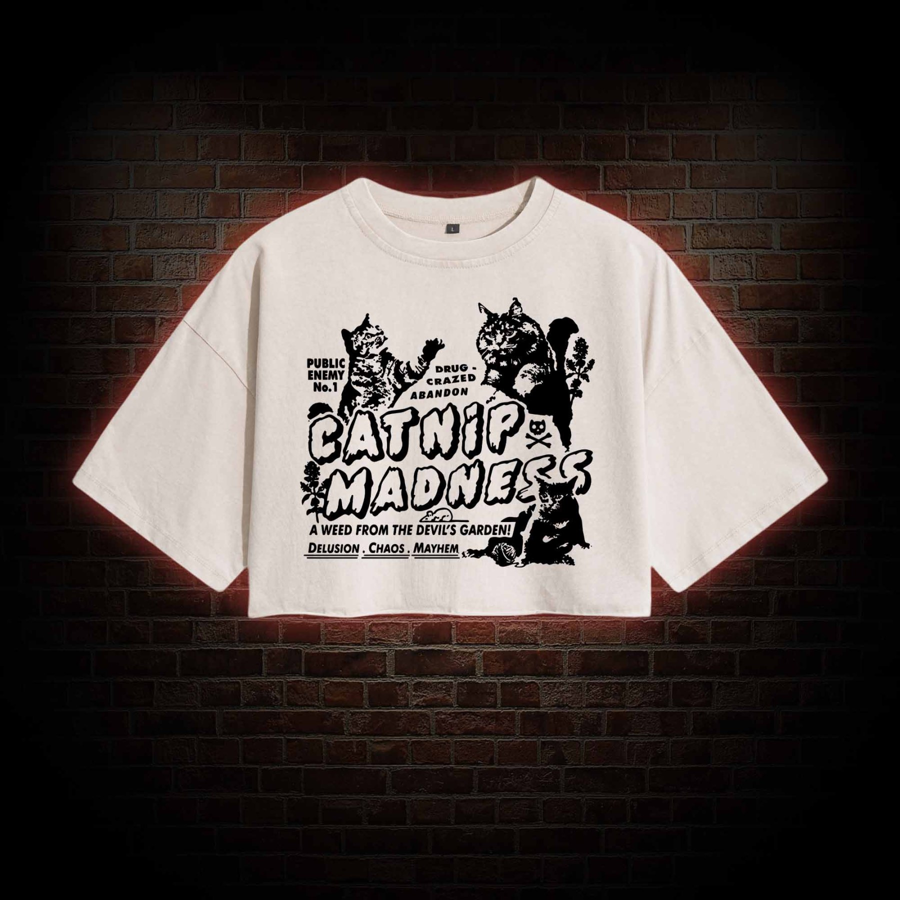 Catnip Madness Washed Cropped T-shirts