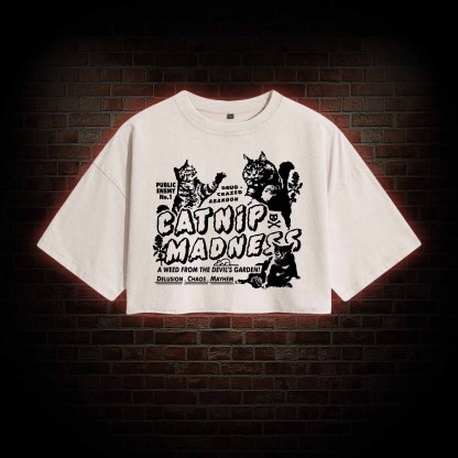 Catnip Madness Washed Cropped T-shirts