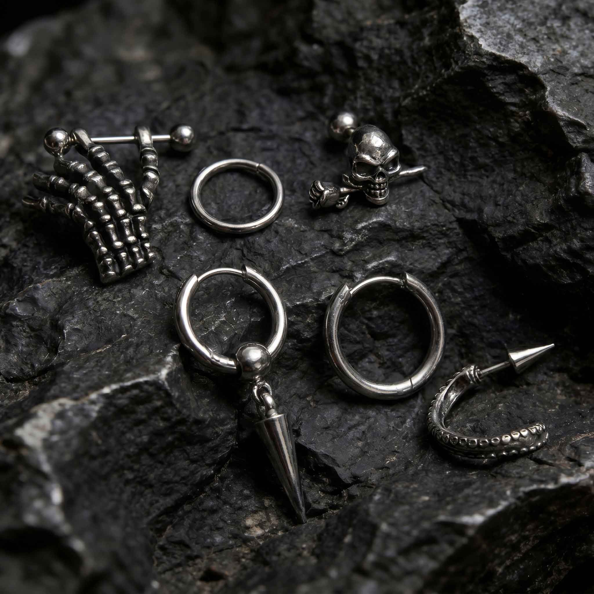 Gothic Skeleton Multi Style Piercing Jewelry Set