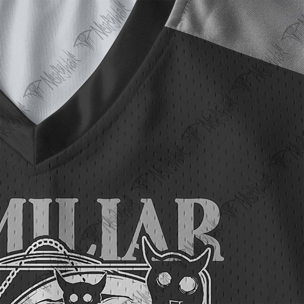 Cat Ghost Double Skull V-Neck Long Sleeve Jersey