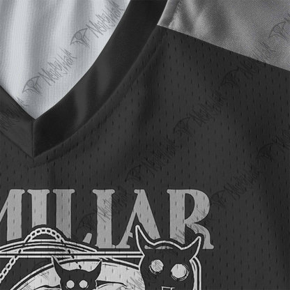 Cat Ghost Double Skull V-Neck Long Sleeve Jersey