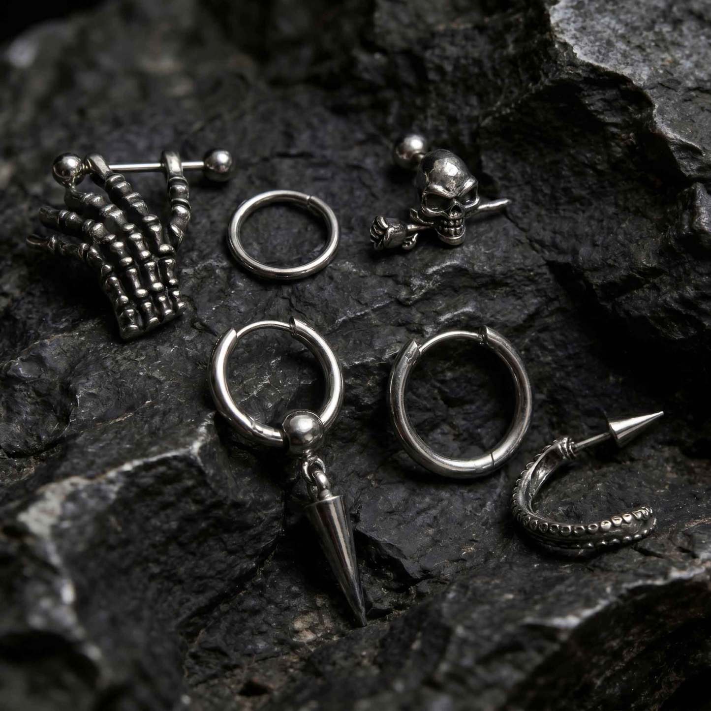 Gothic Skeleton Multi Style Piercing Jewelry Set