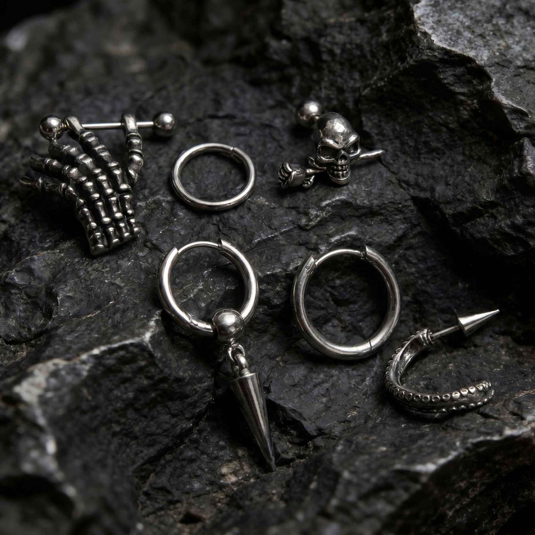 Gothic Skeleton Multi Style Piercing Jewelry Set