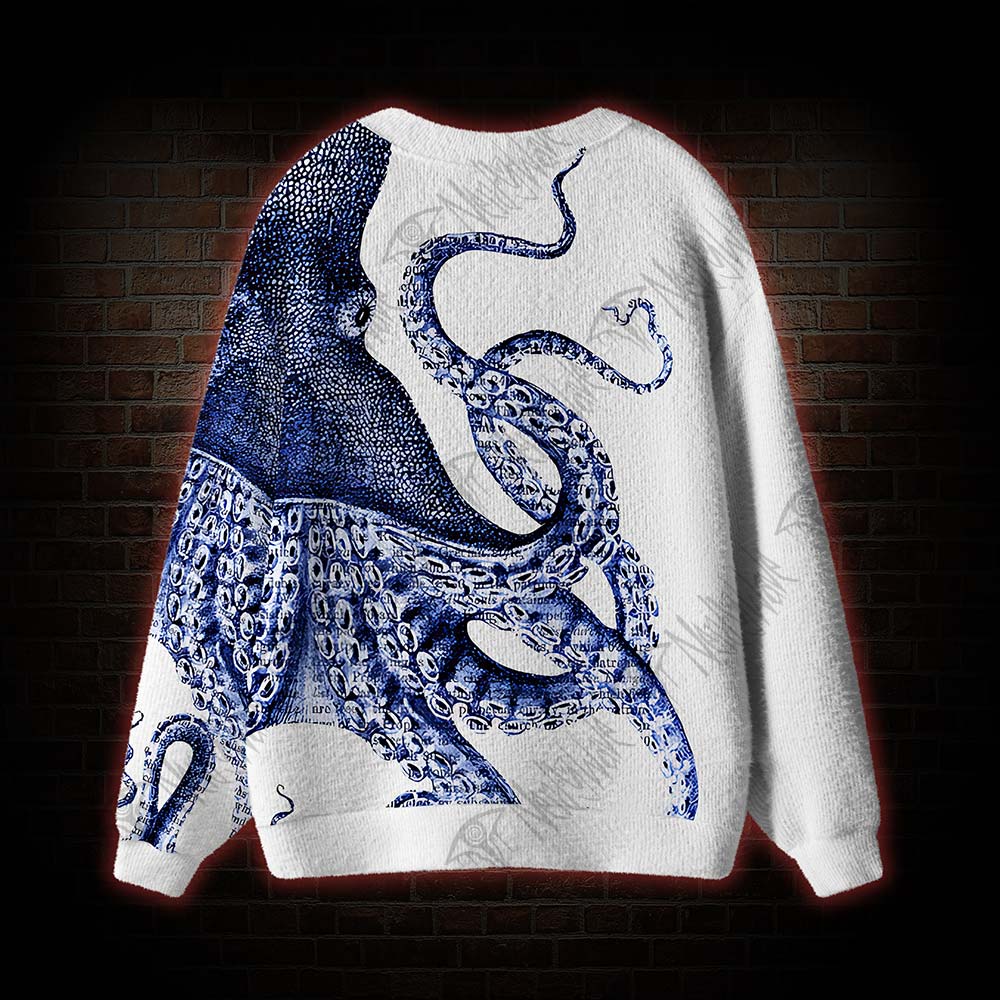 Blue Kraken Octopus Cardigan Sweater
