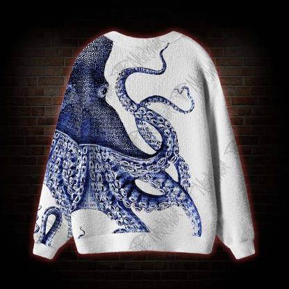 Blue Kraken Octopus Cardigan Sweater