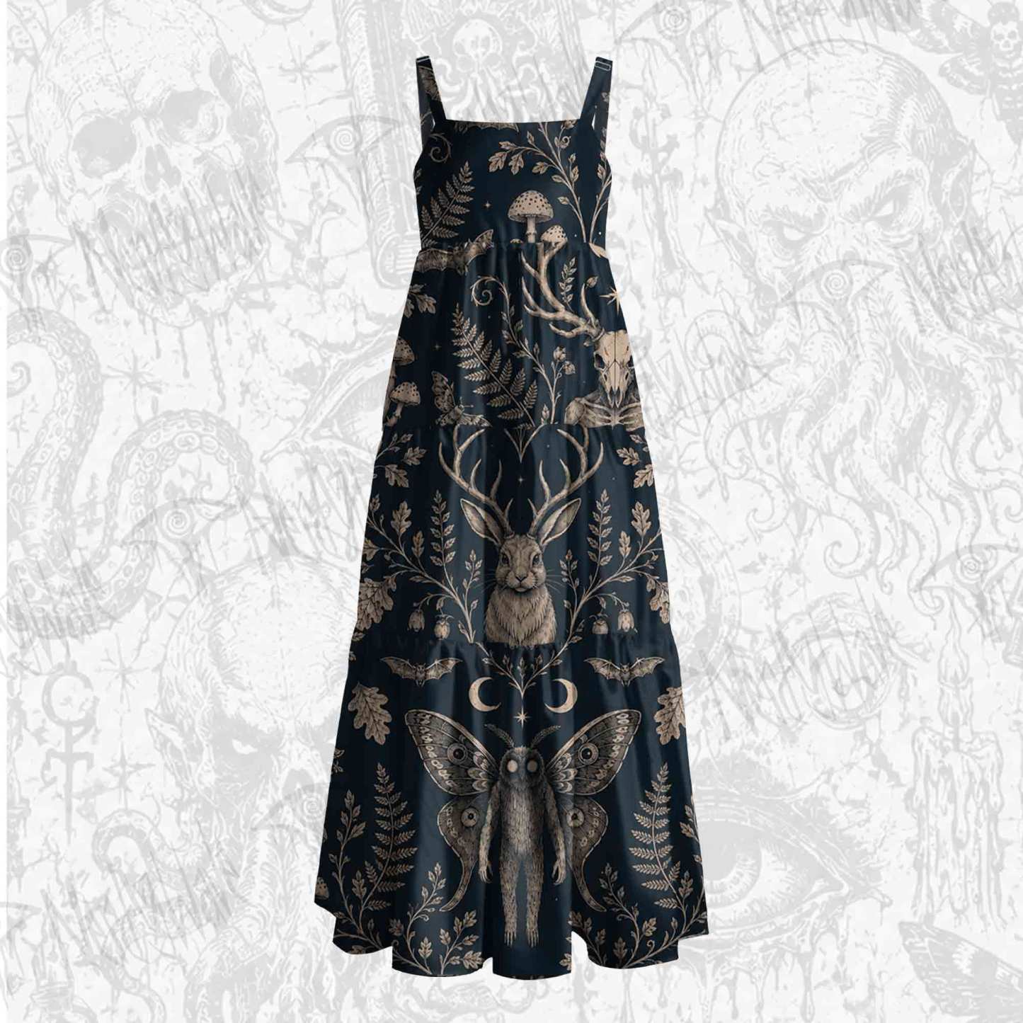 Cryptids in The Jungle Wide Straps Maxi Dress