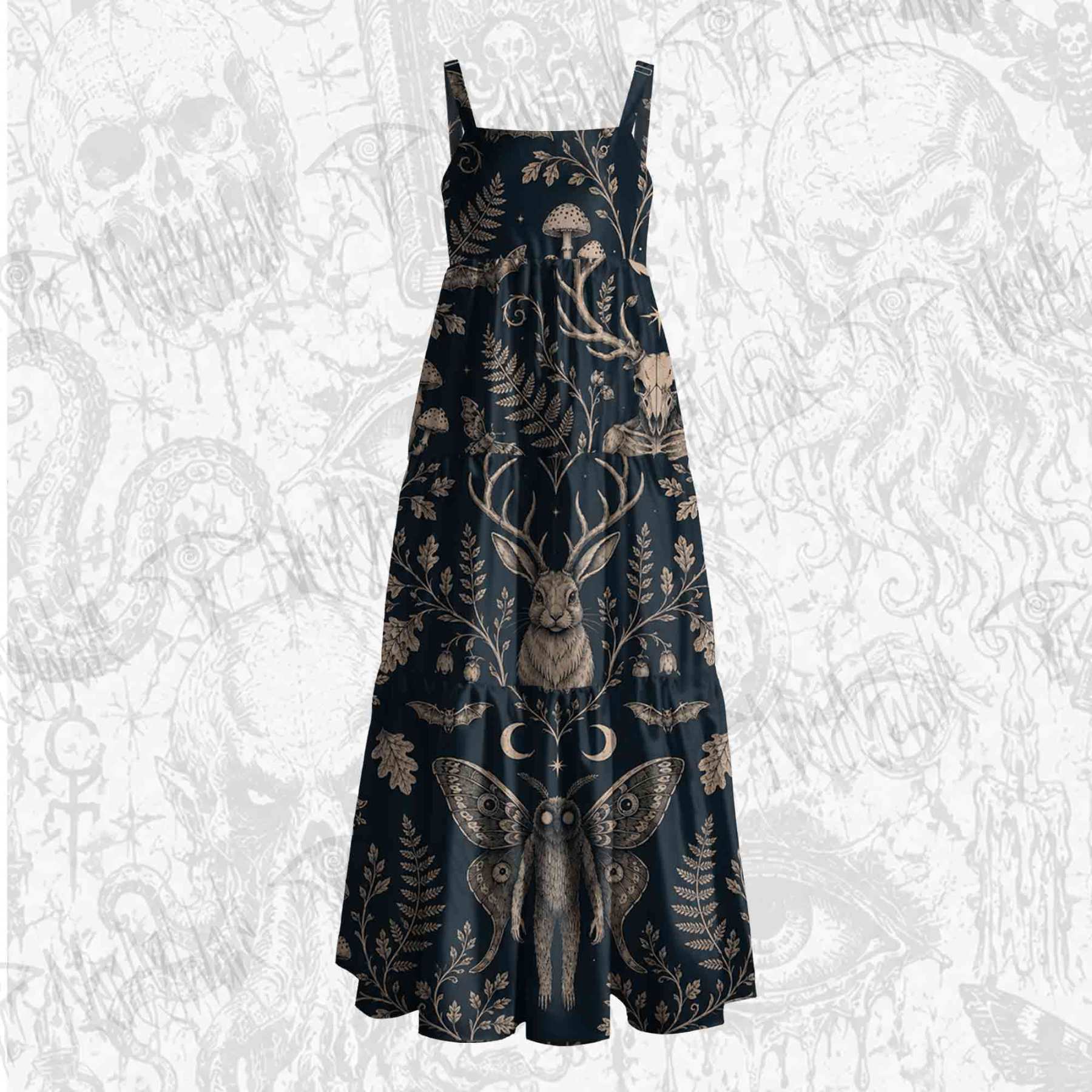 Cryptids in The Jungle Wide Straps Maxi Dress
