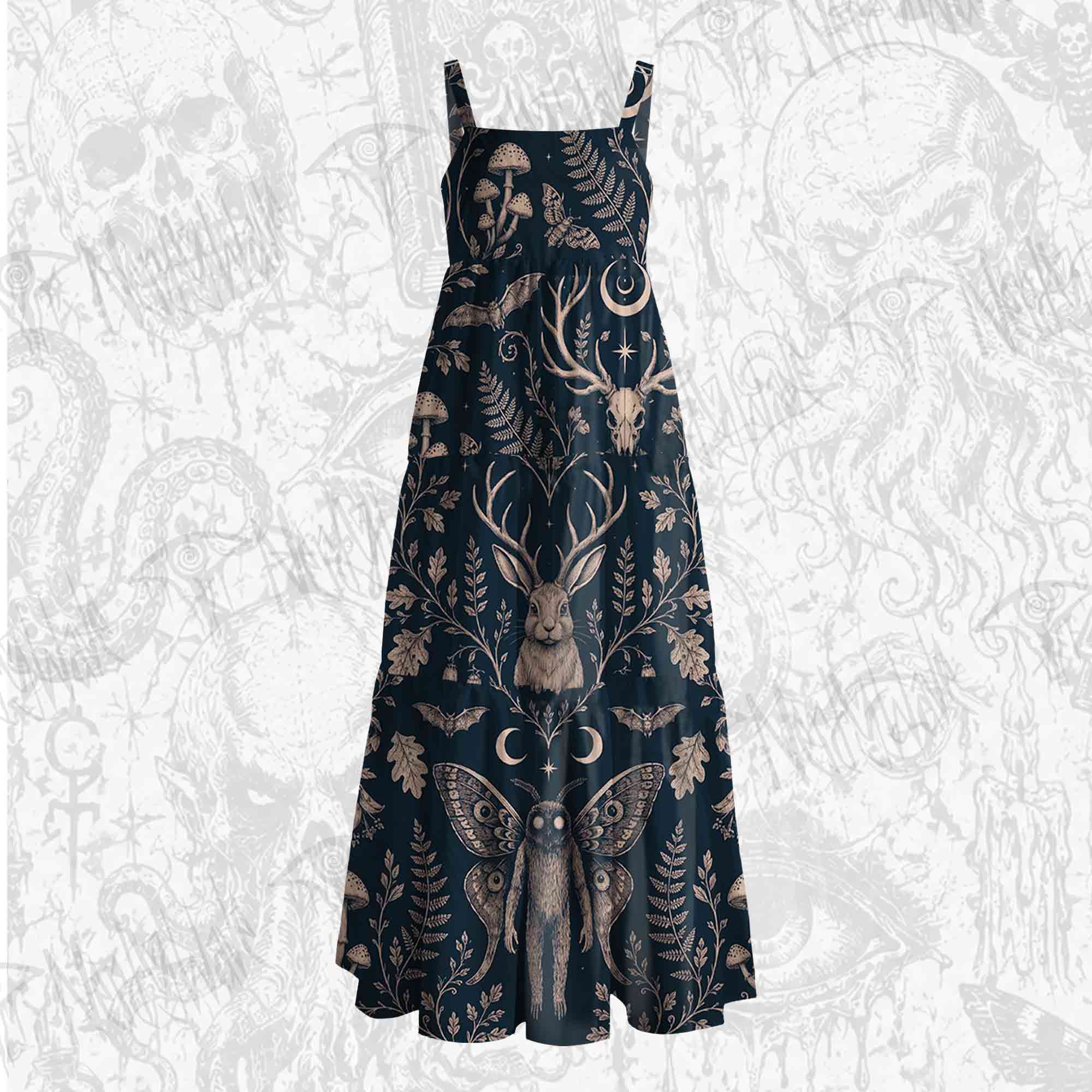 Cryptids in The Jungle Wide Straps Maxi Dress