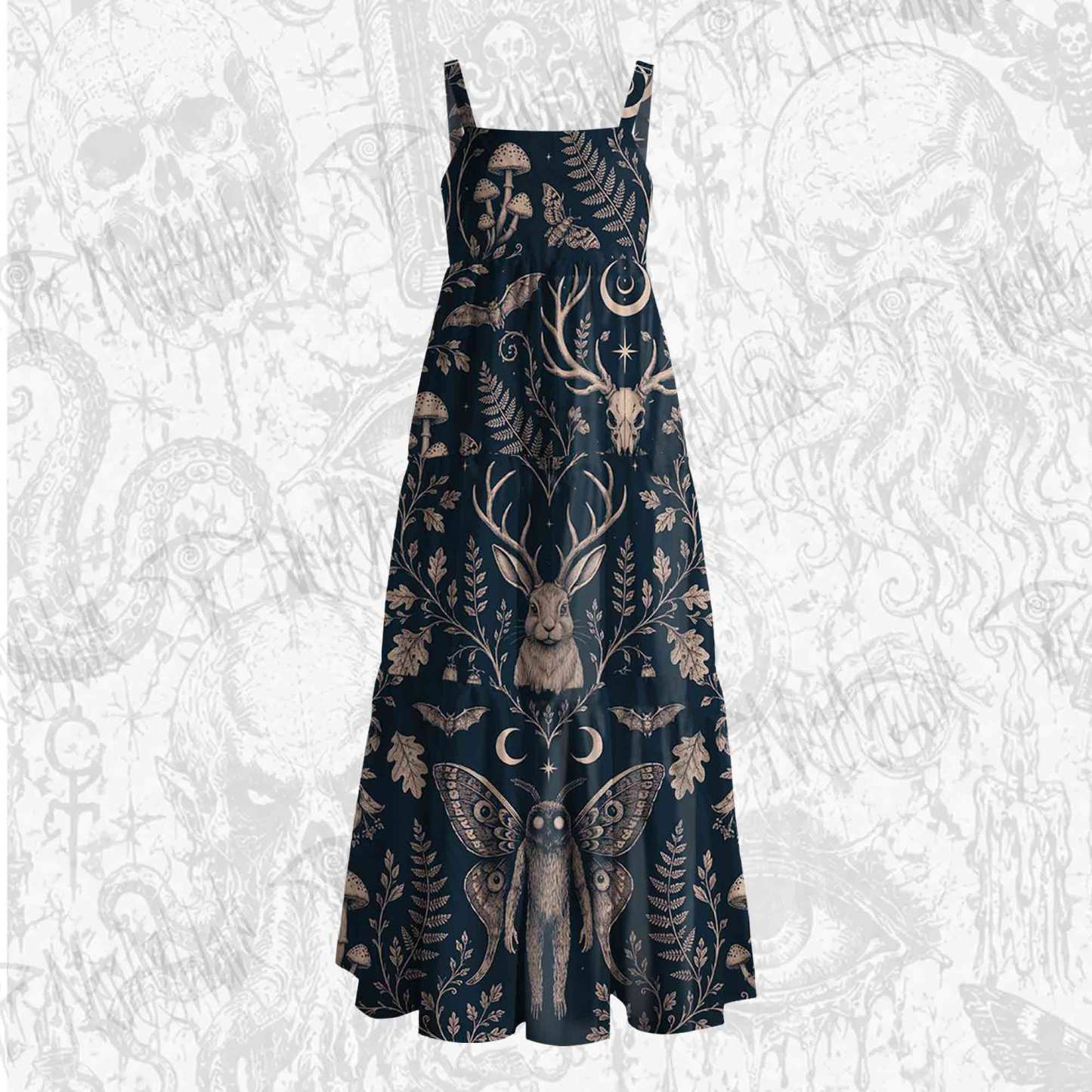 Cryptids in The Jungle Wide Straps Maxi Dress