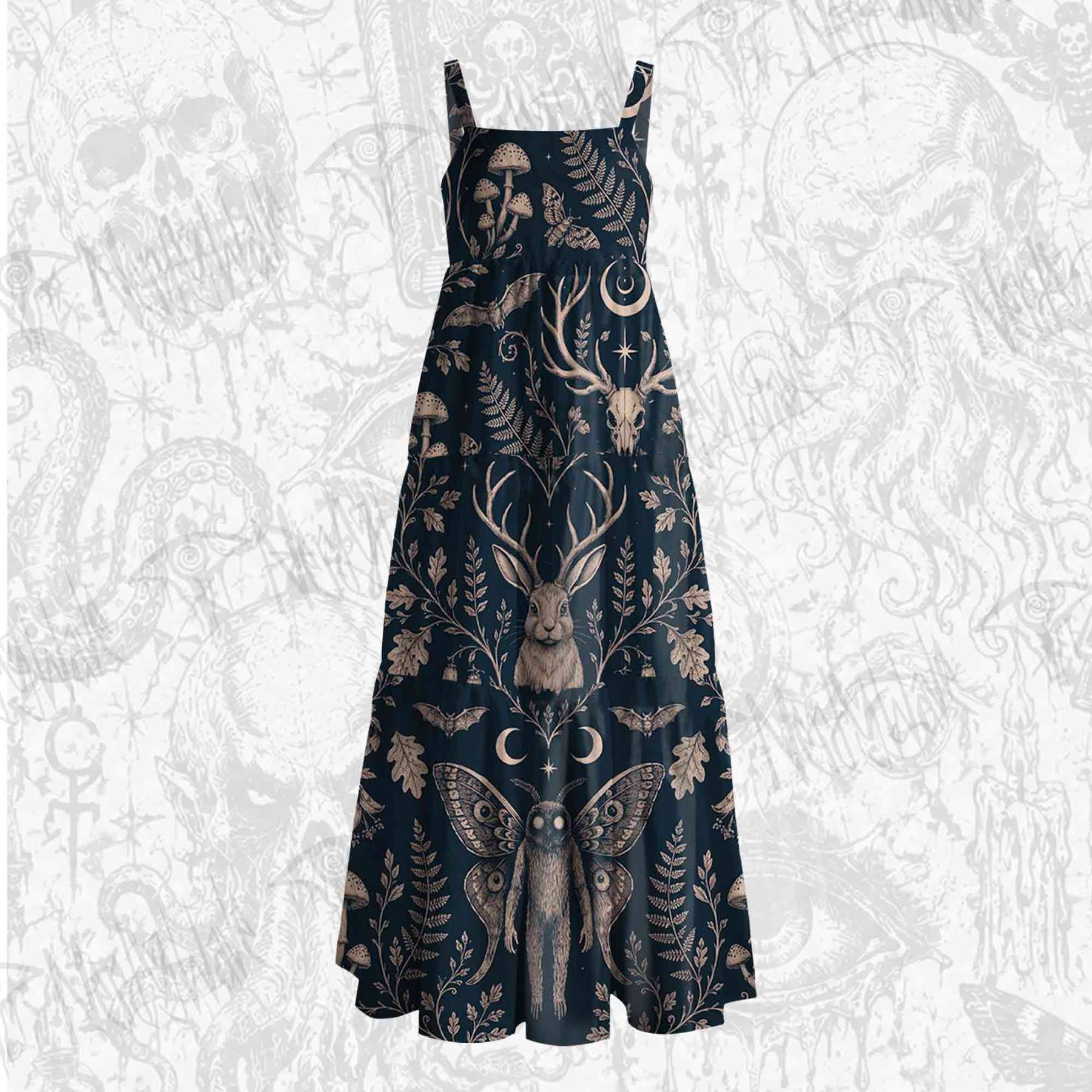 Cryptids in The Jungle Wide Straps Maxi Dress