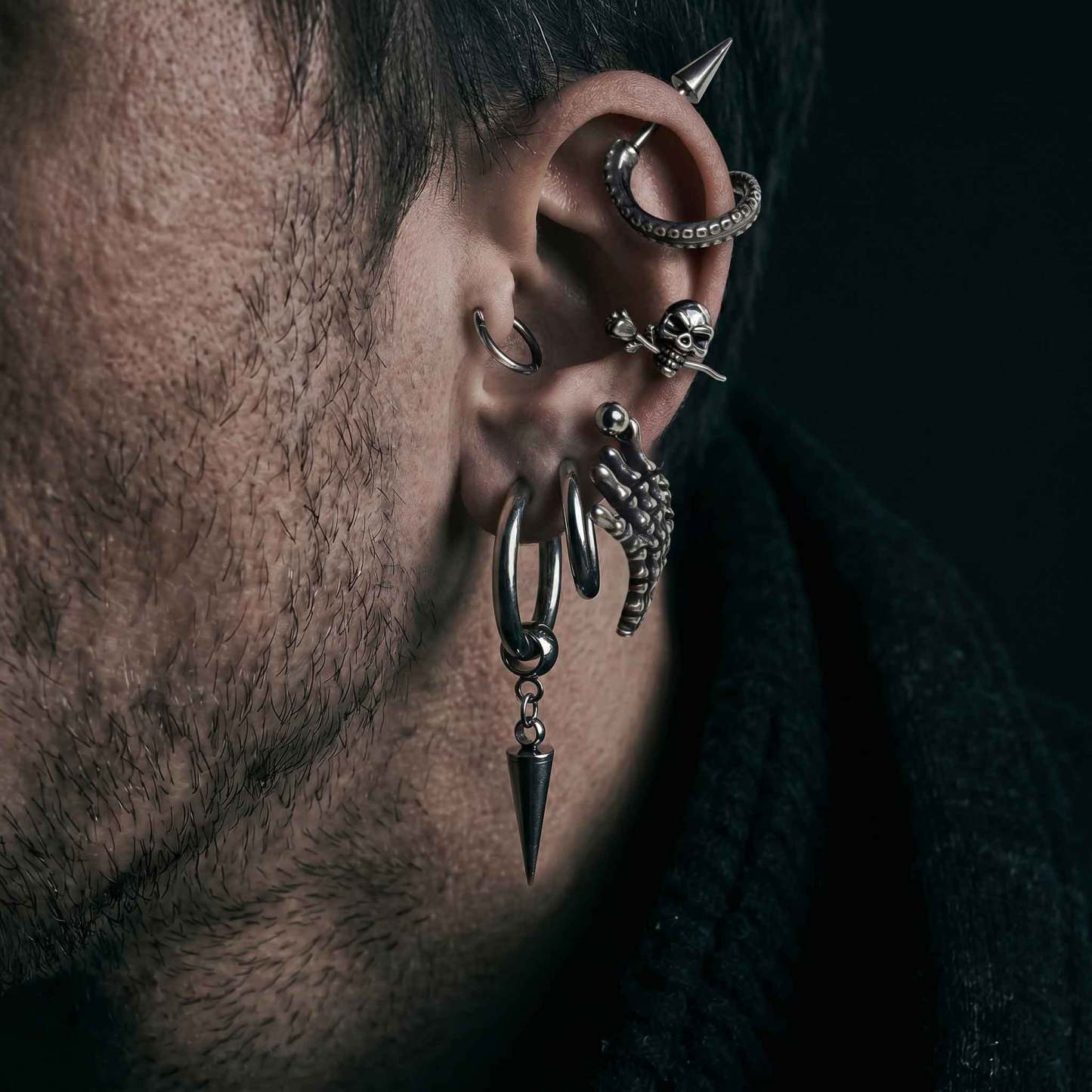 Gothic Skeleton Multi Style Piercing Jewelry Set