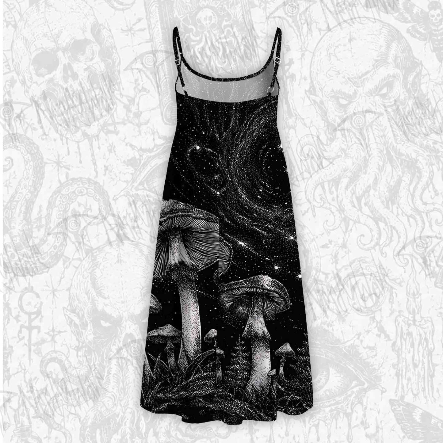 Mushroom Forest Strap Midi Sundress