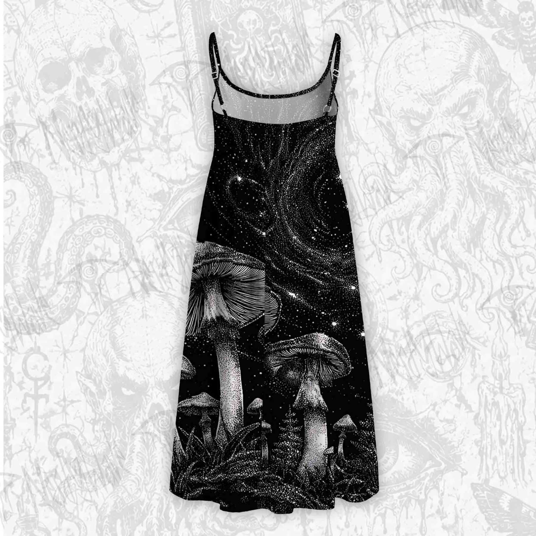 Mushroom Forest Strap Midi Sundress