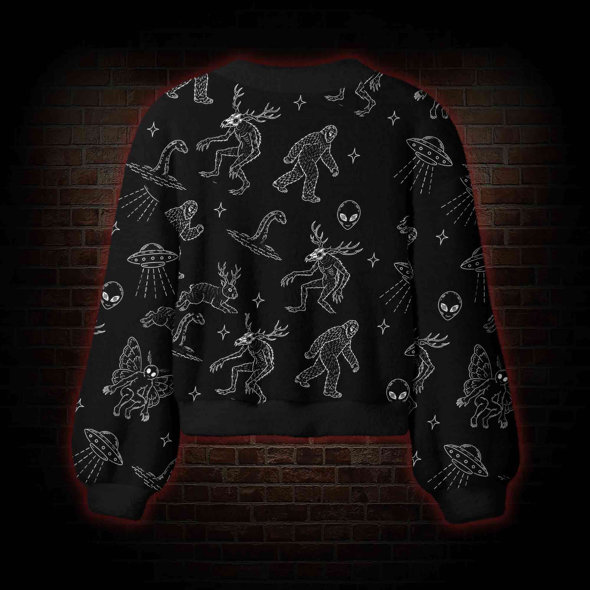 Cryptid UFO Doodle Women's Cardigan Sweater