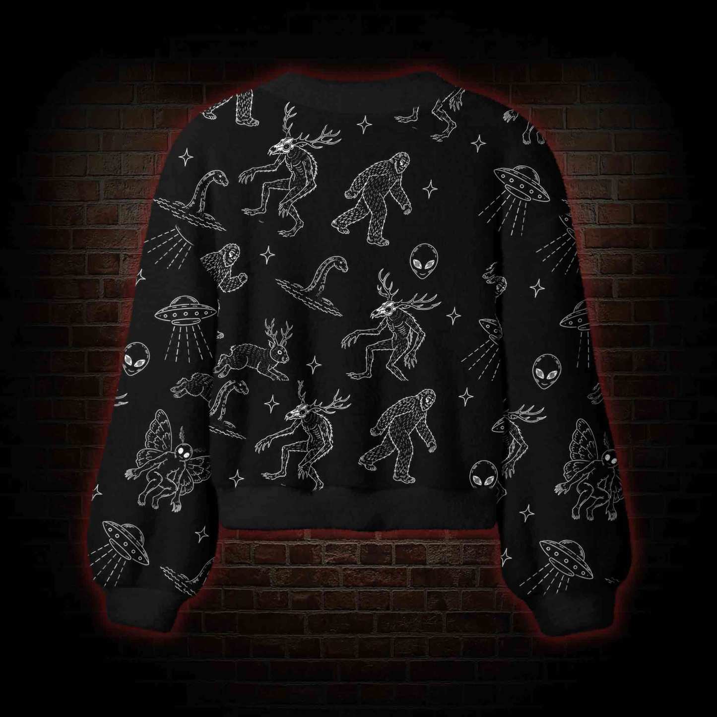 Cryptid UFO Doodle Women's Cardigan Sweater