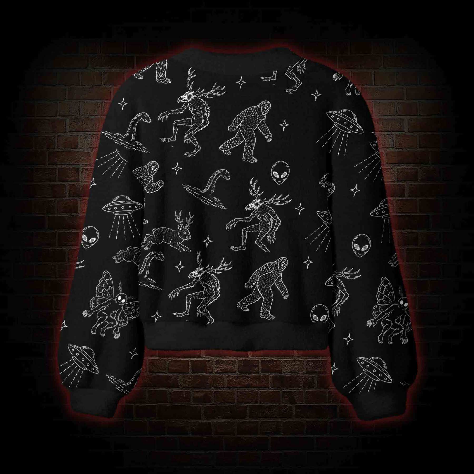 Cryptid UFO Doodle Women's Cardigan Sweater