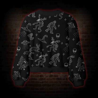 Cryptid UFO Doodle Women's Cardigan Sweater