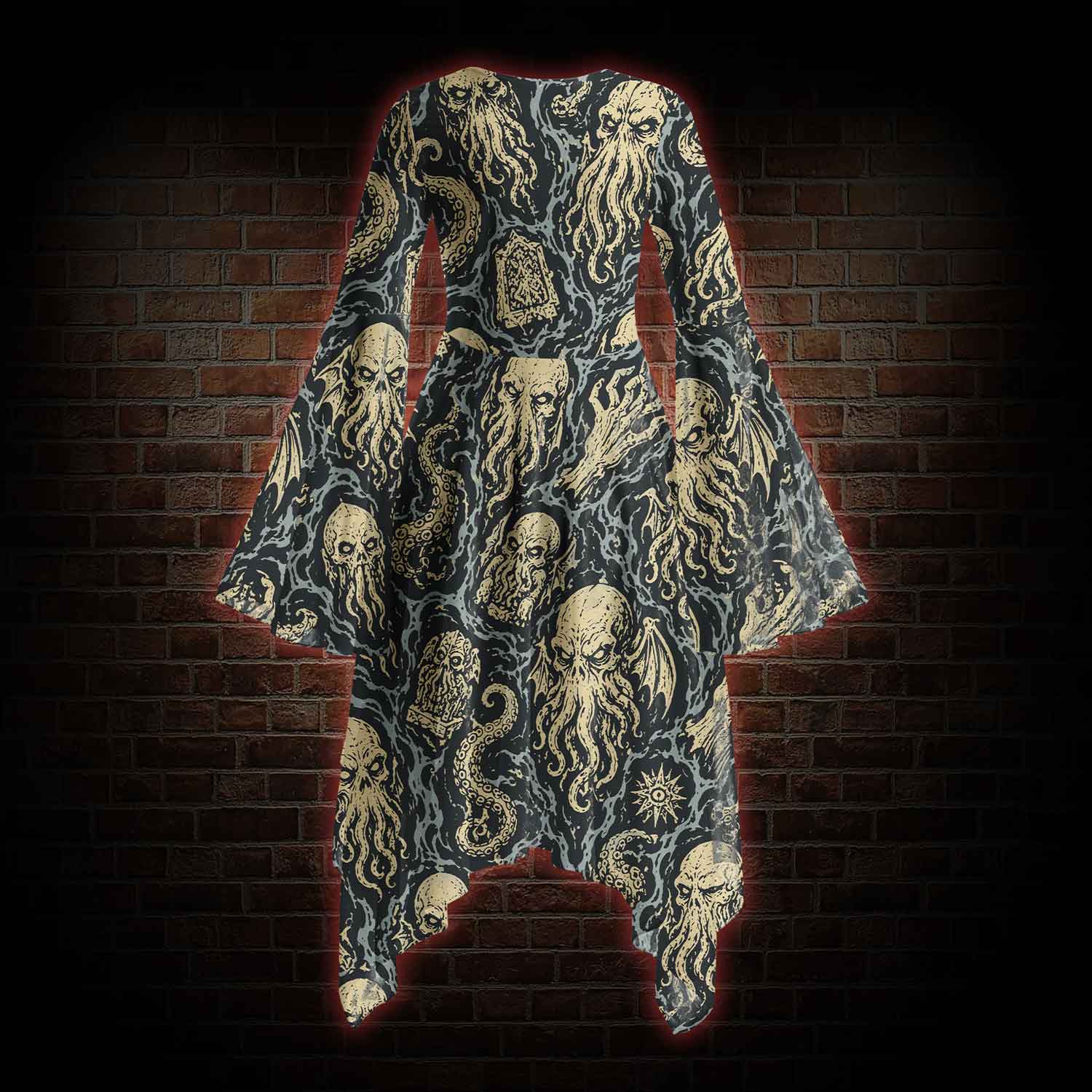 Cthulhu Mythos Bell-sleeve Handkerchief-hem Dress