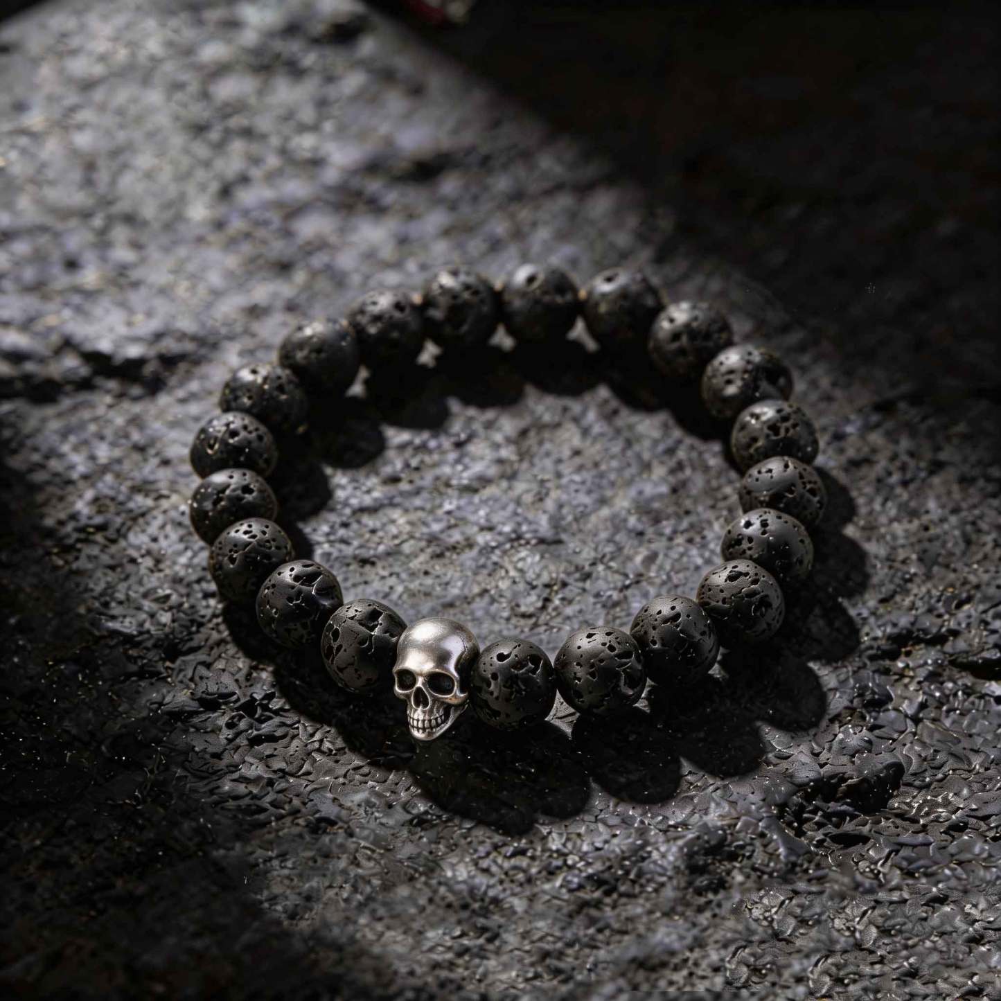 Skull Lava Stone Beaded Bracelet