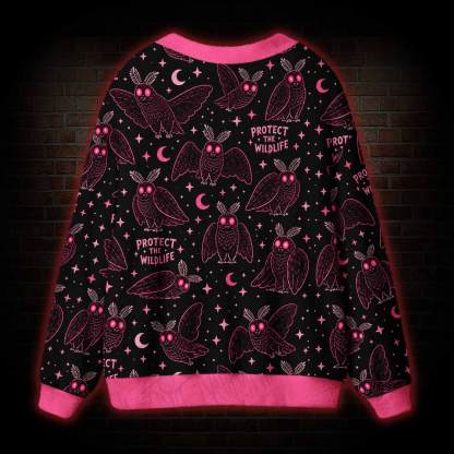 Pink Mothman Wildlife Cardigan Sweater