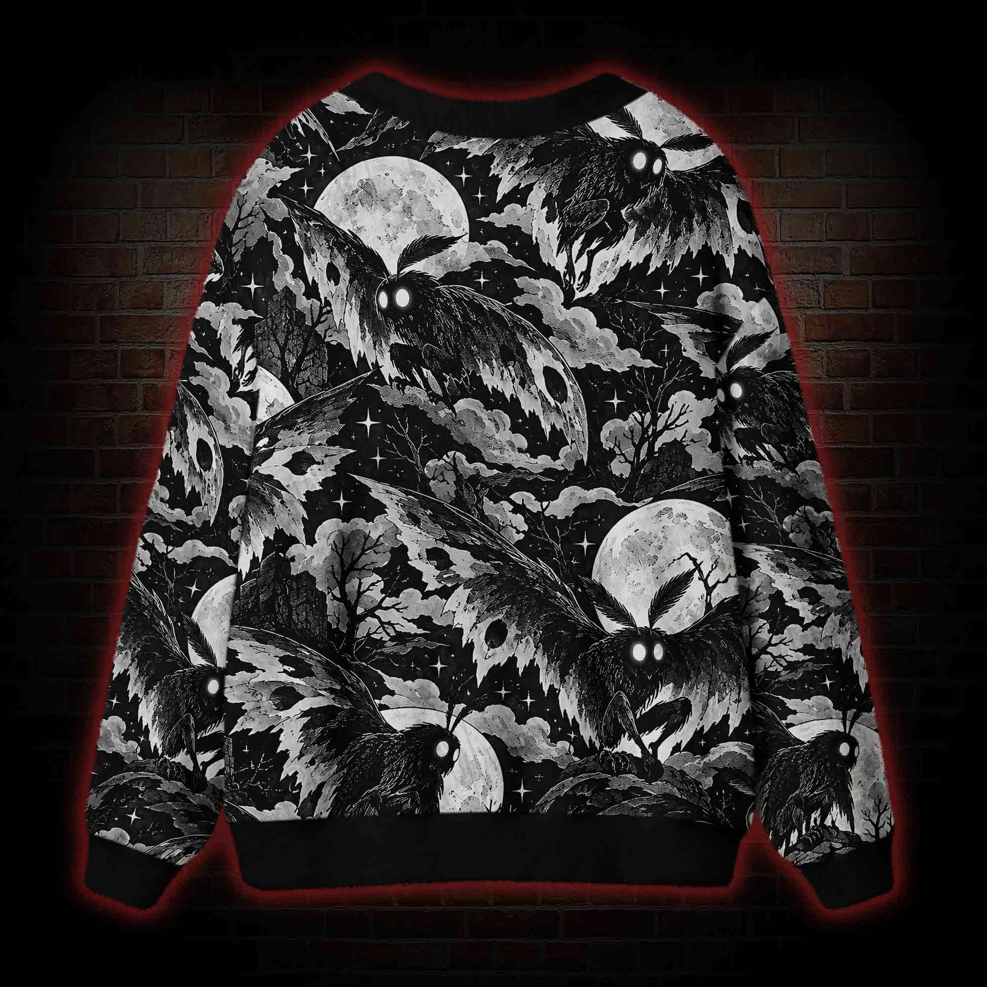 Moonlit Mothman Forest Cardigan Sweater