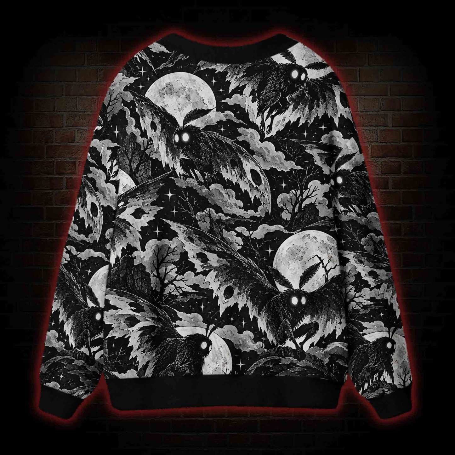 Moonlit Mothman Forest Cardigan Sweater