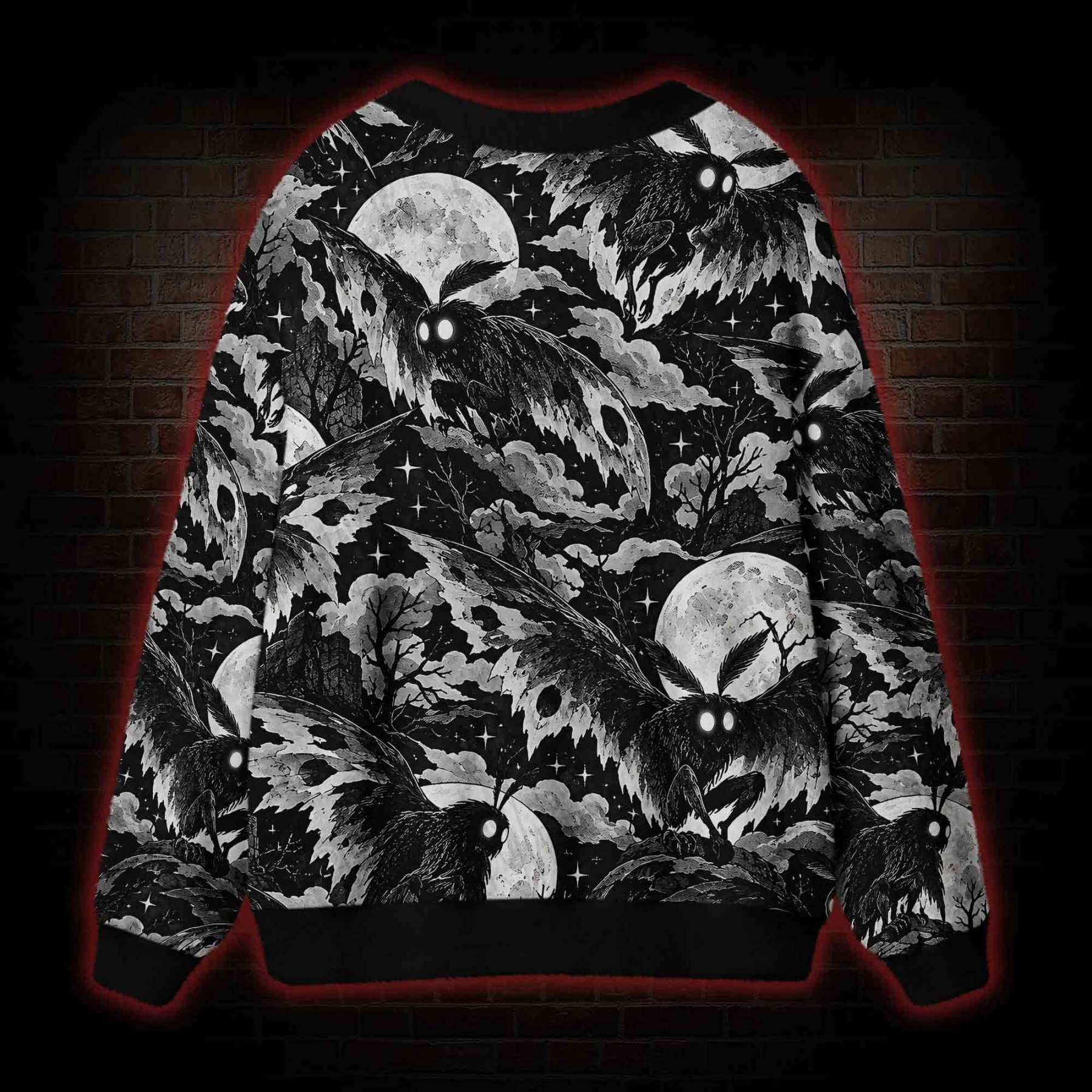 Moonlit Mothman Forest Cardigan Sweater