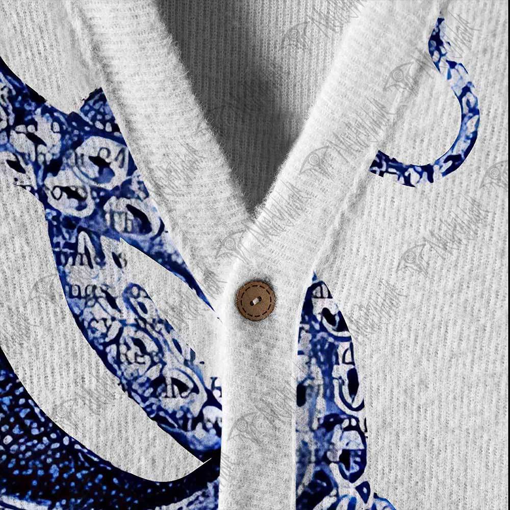 Blue Kraken Octopus Cardigan Sweater