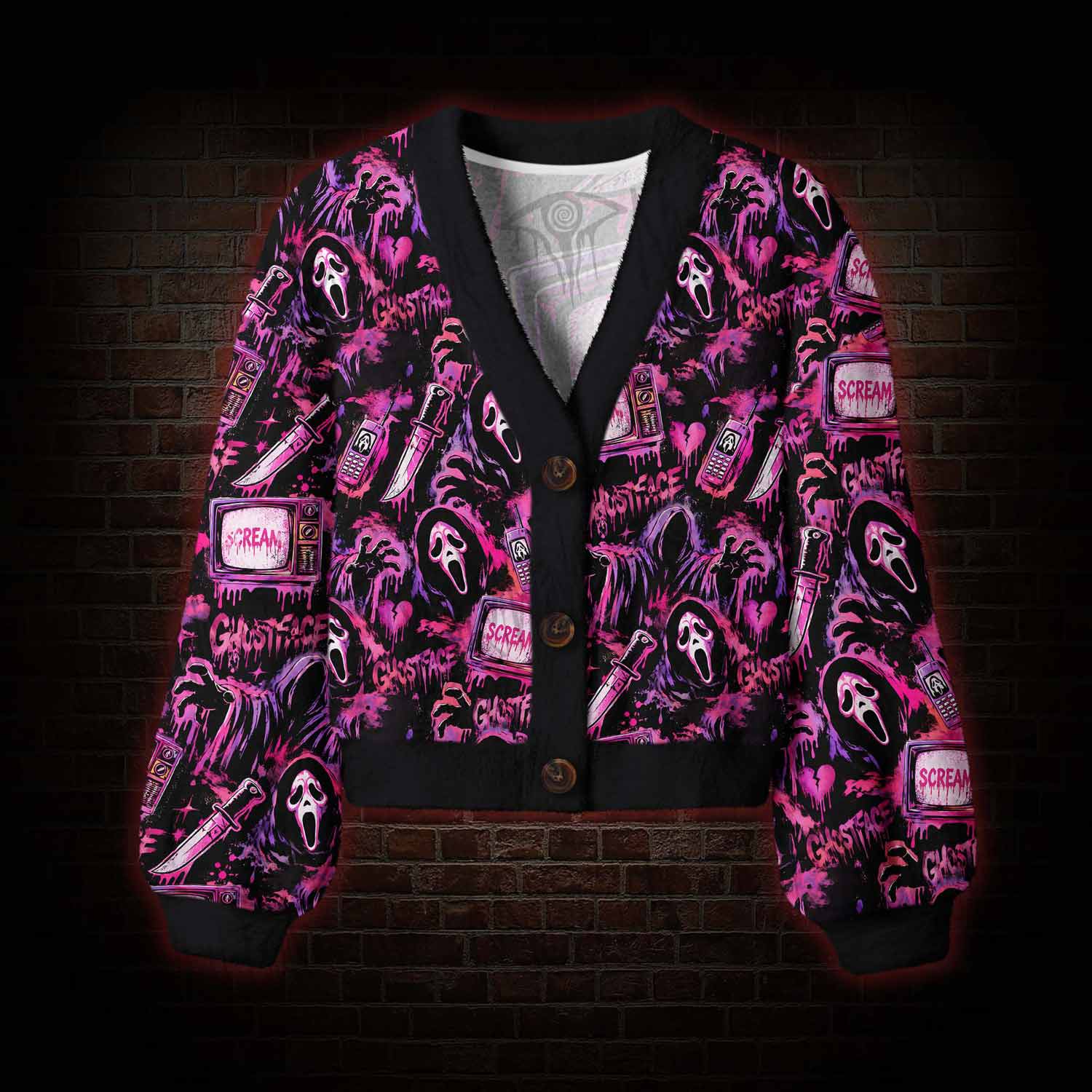 Neon Scream Women's Cardigan Sweater