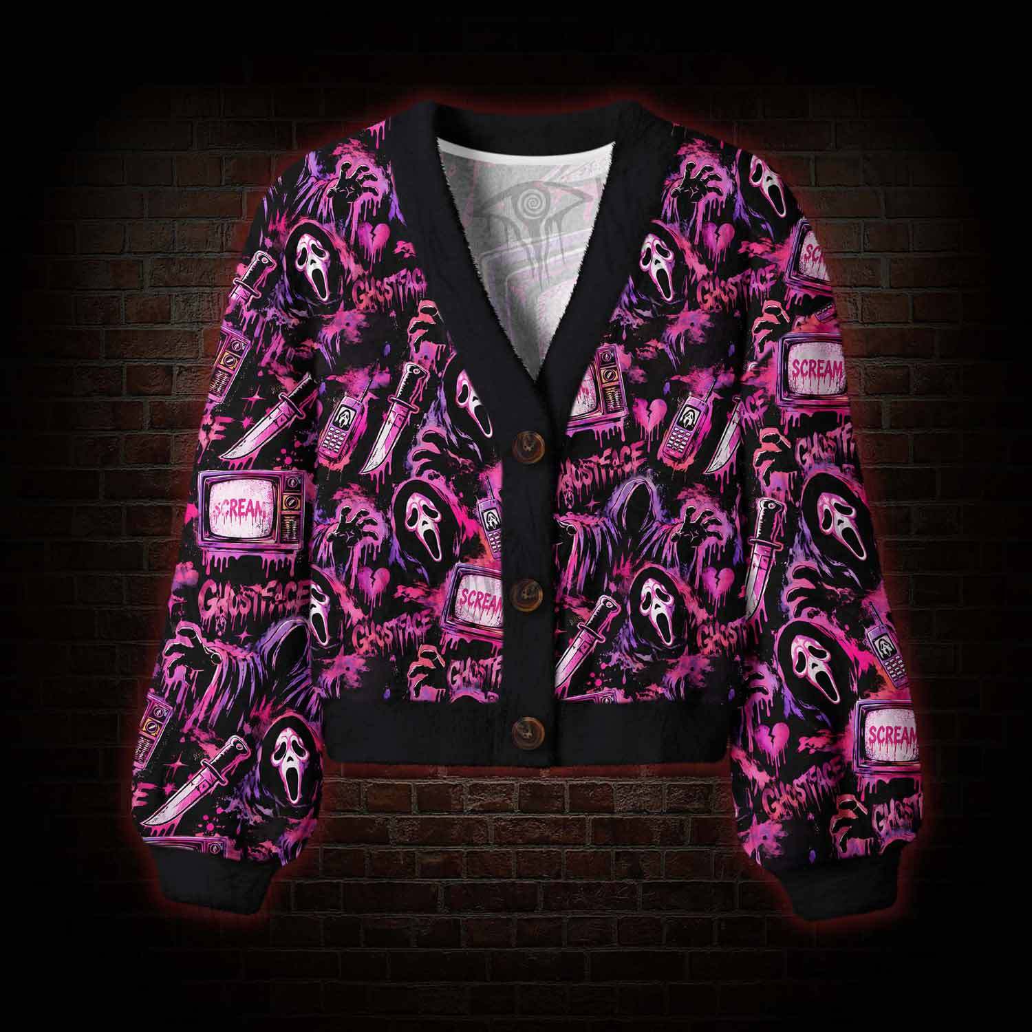 Neon Scream Women's Cardigan Sweater