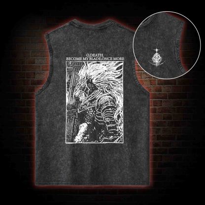 The Black Blade Back Print Washed Tank Top