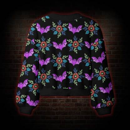 Floral Bat Women's Cardigan Sweater