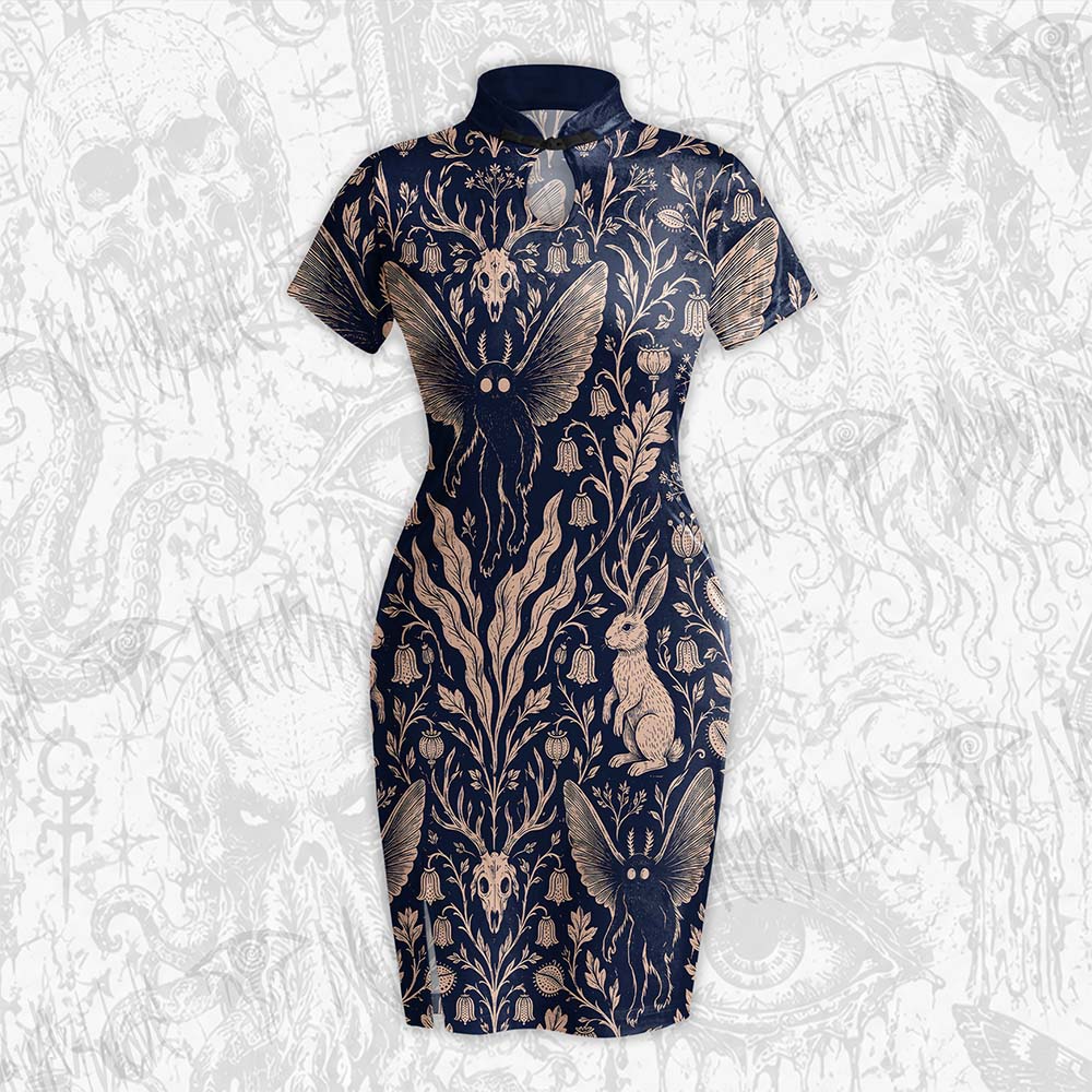 Cryptids Mysterious Dark Forest Velvet Mini Dress