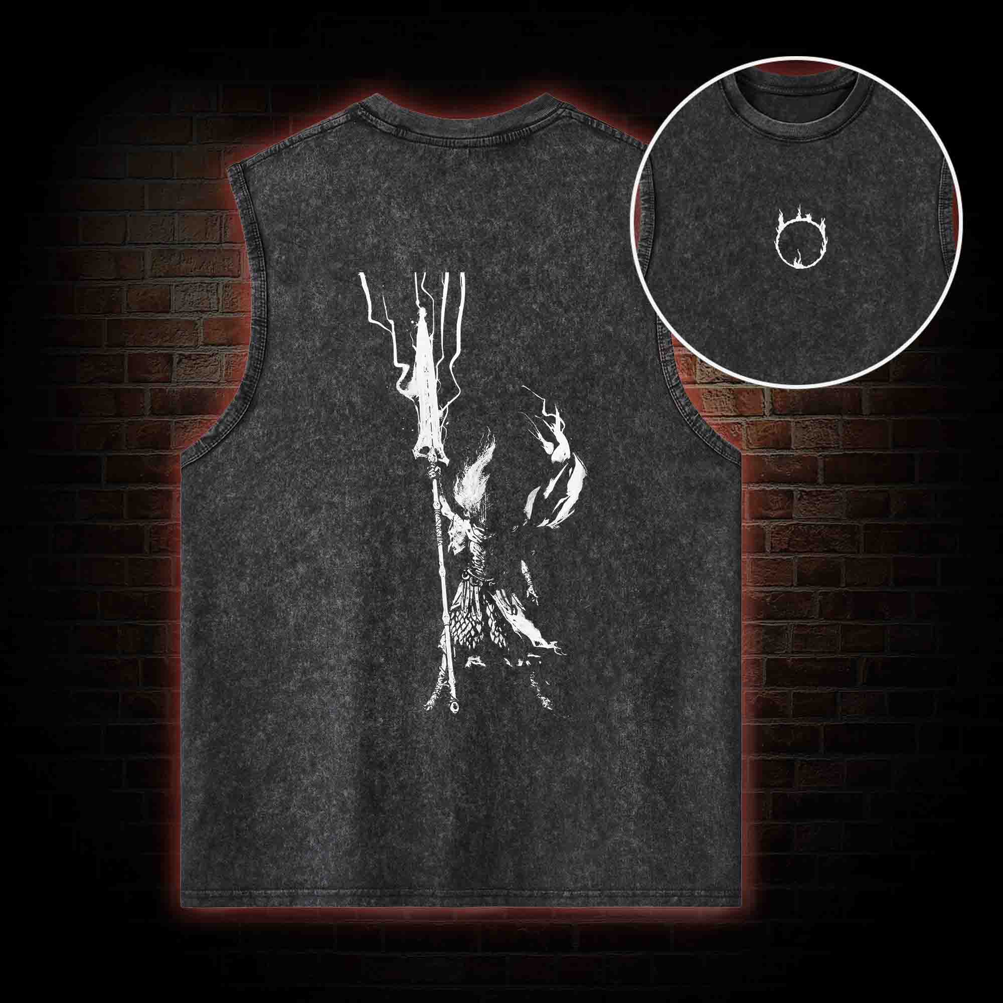 King of the Storm Back Print Washed Tank Top