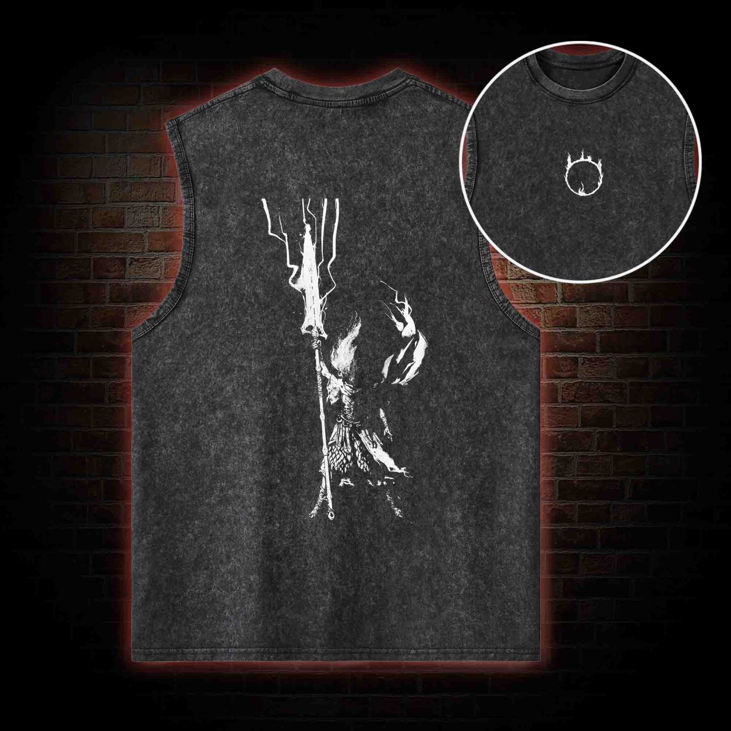 King of the Storm Back Print Washed Tank Top