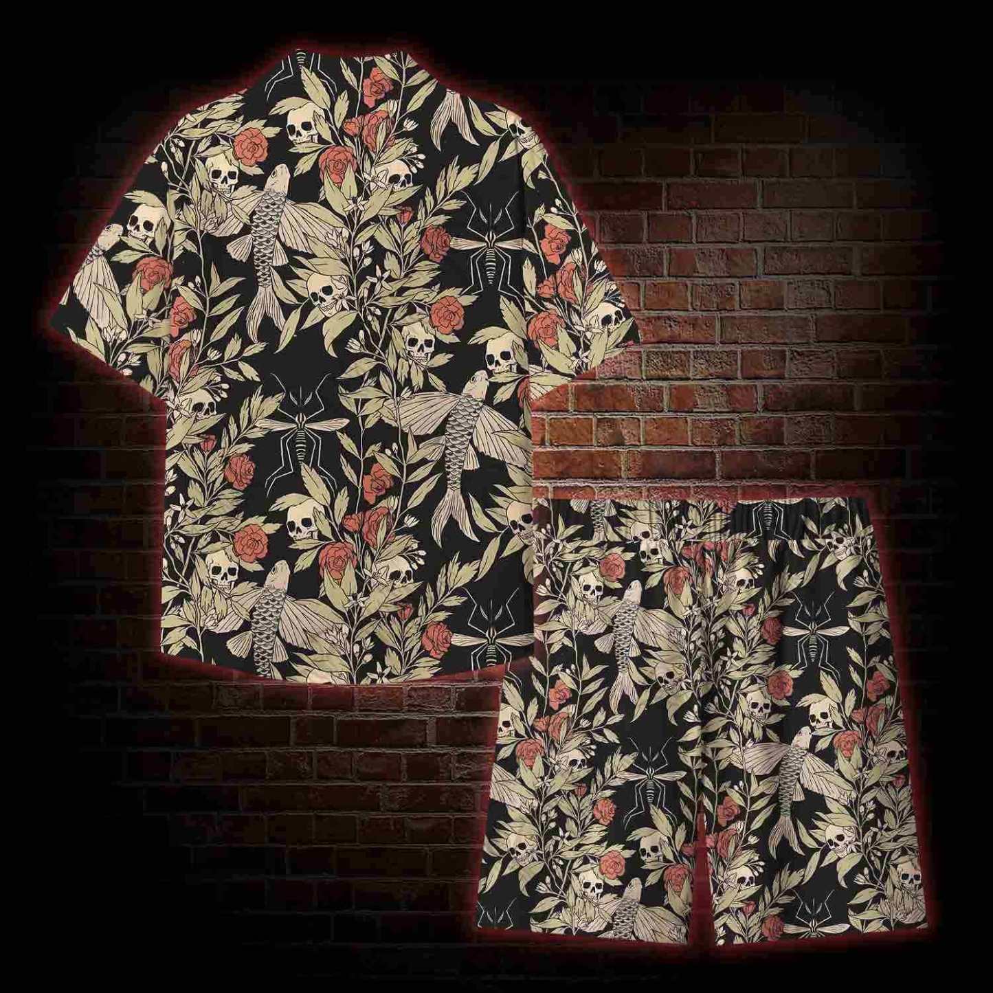  Skull and Flying Fish Lightweight Hawaiian Shirt