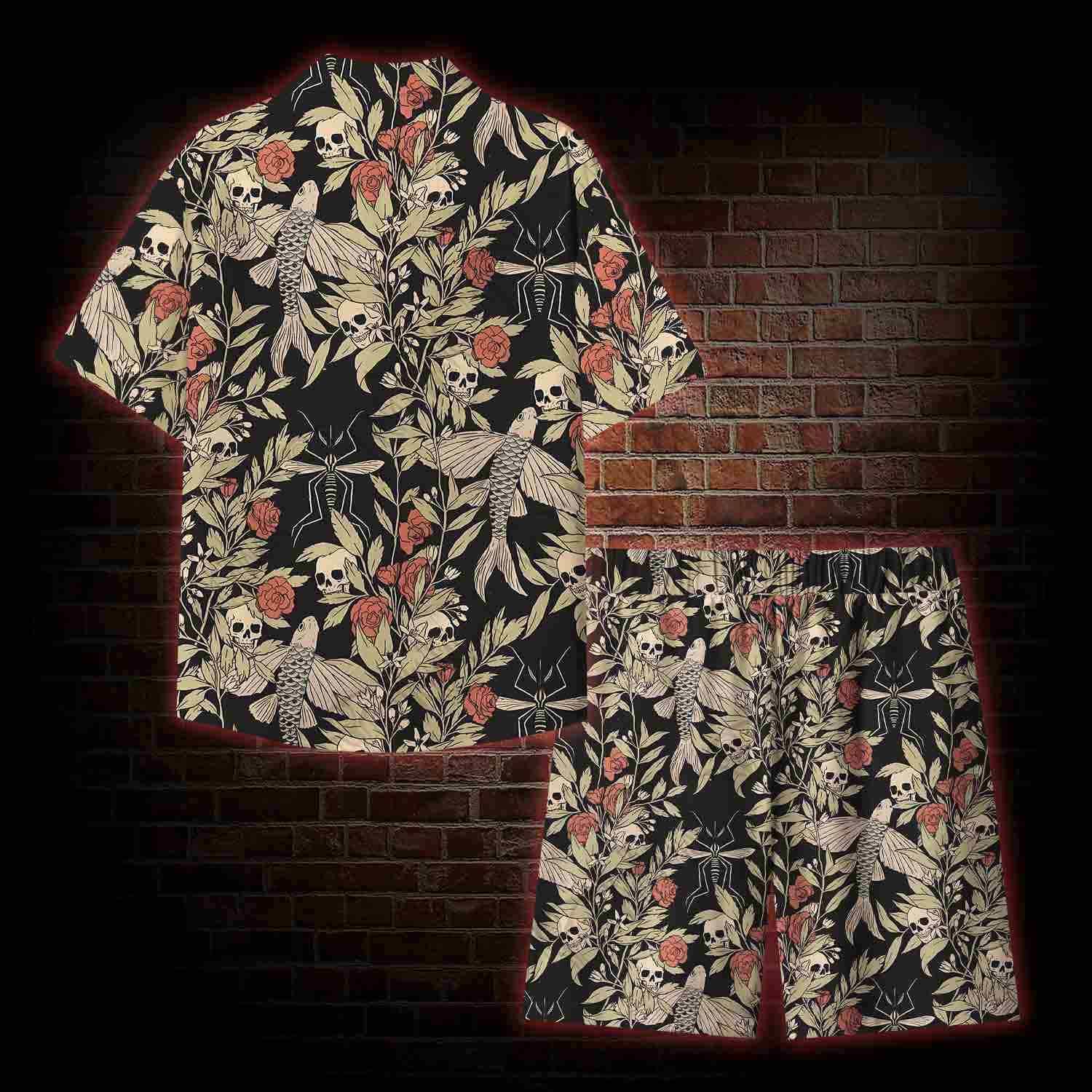  Skull and Flying Fish Lightweight Hawaiian Shirt