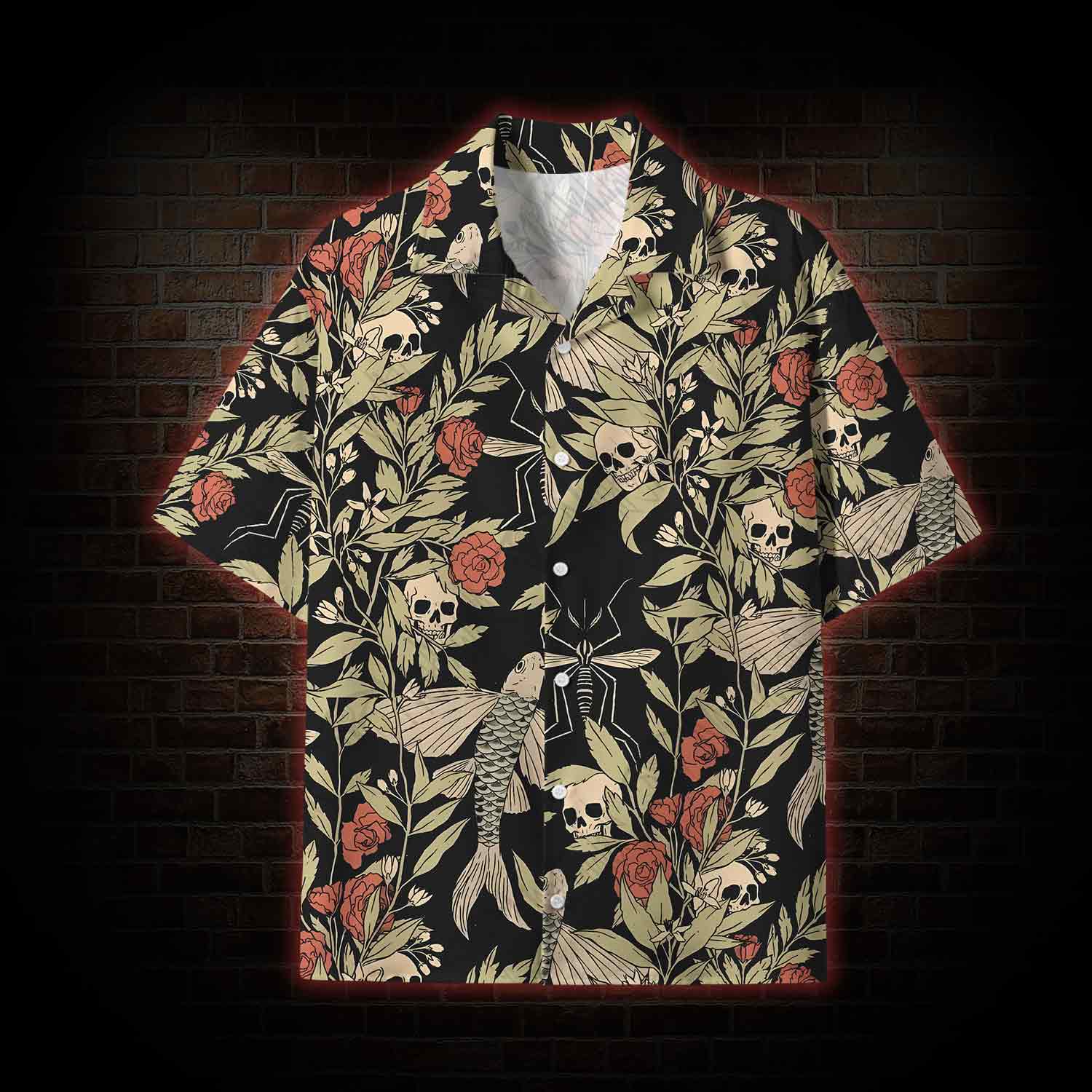  Skull and Flying Fish Lightweight Hawaiian Shirt