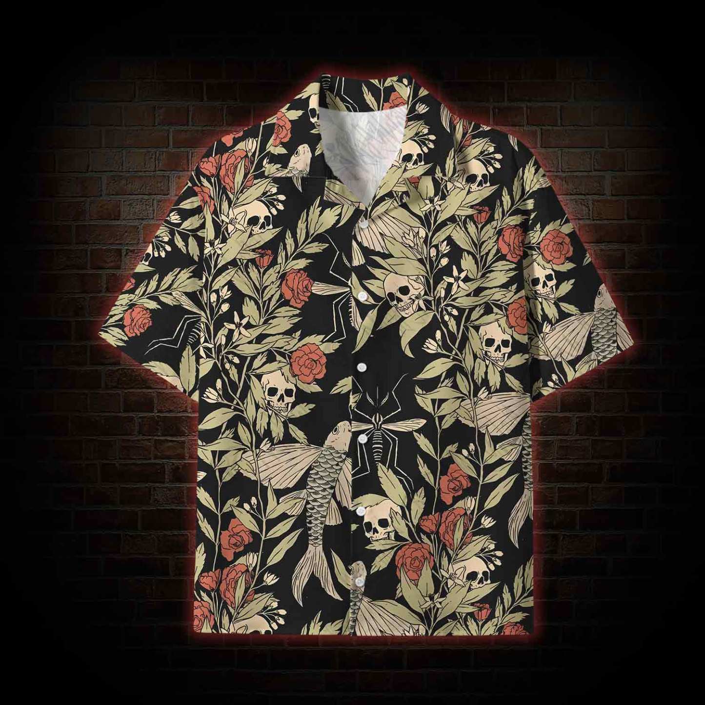  Skull and Flying Fish Lightweight Hawaiian Shirt