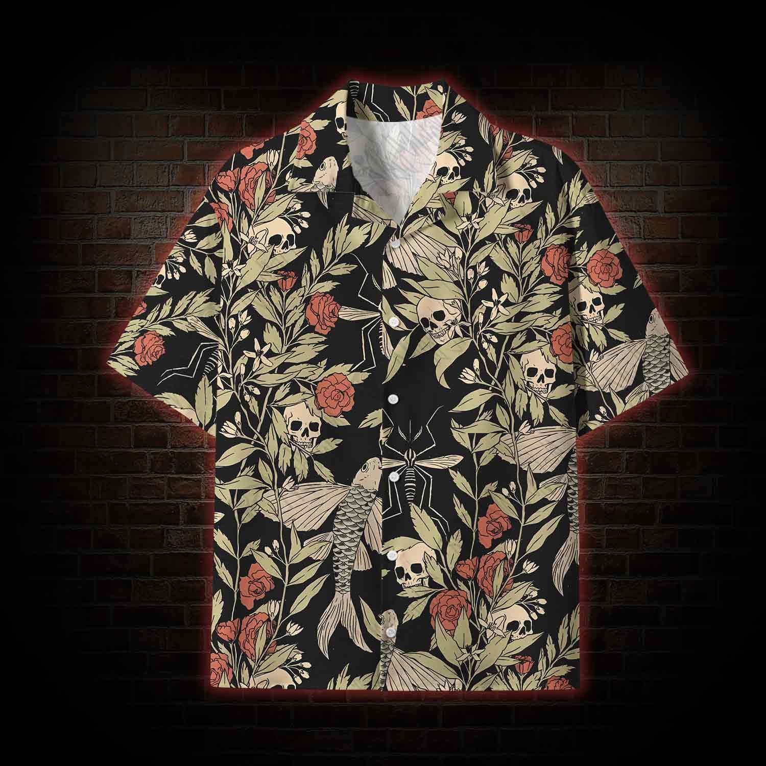  Skull and Flying Fish Lightweight Hawaiian Shirt
