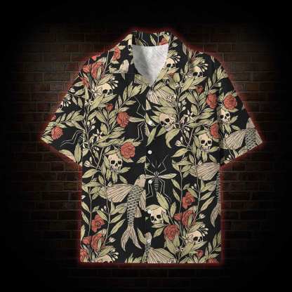  Skull and Flying Fish Lightweight Hawaiian Shirt