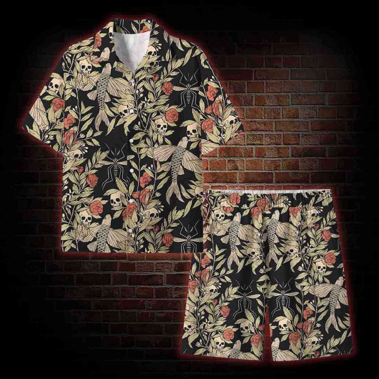  Skull and Flying Fish Lightweight Hawaiian Shirt
