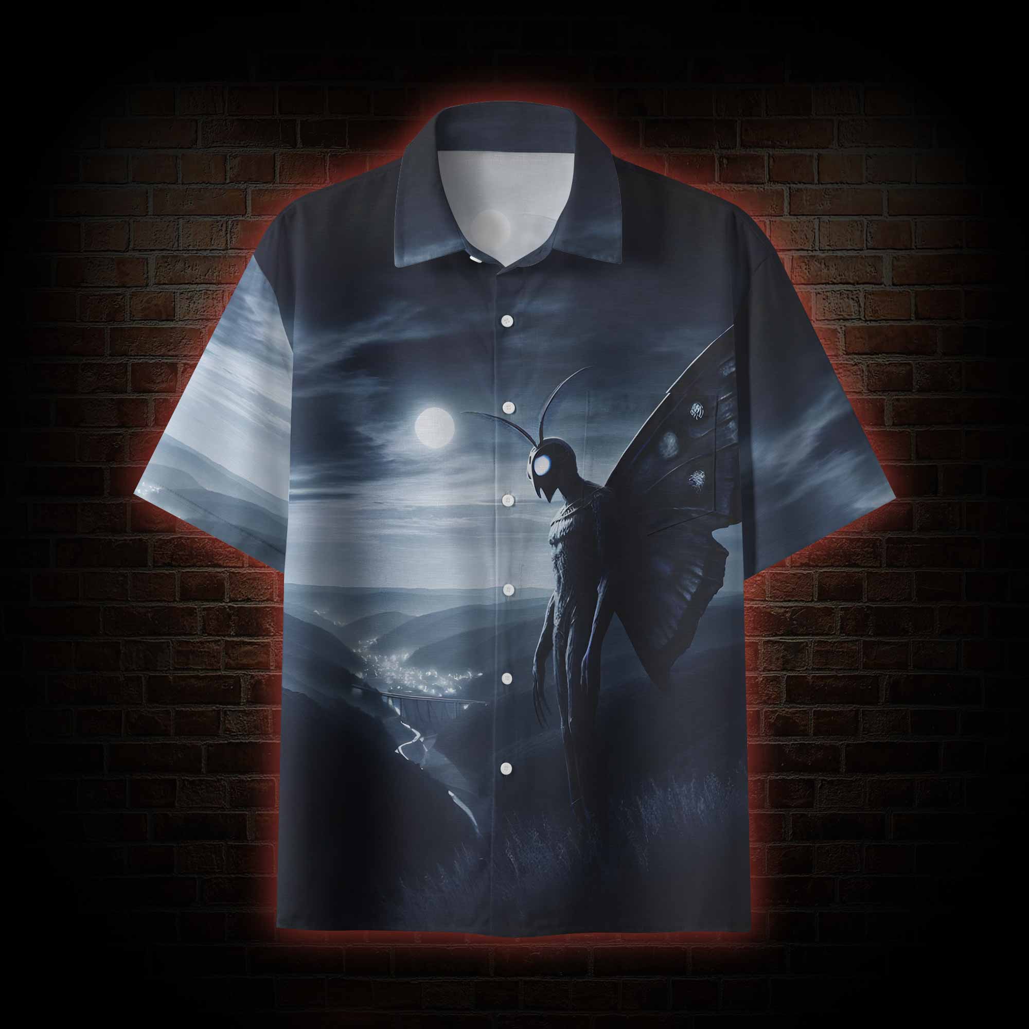 Mothman in the Dark Night Hawaiian Shirt
