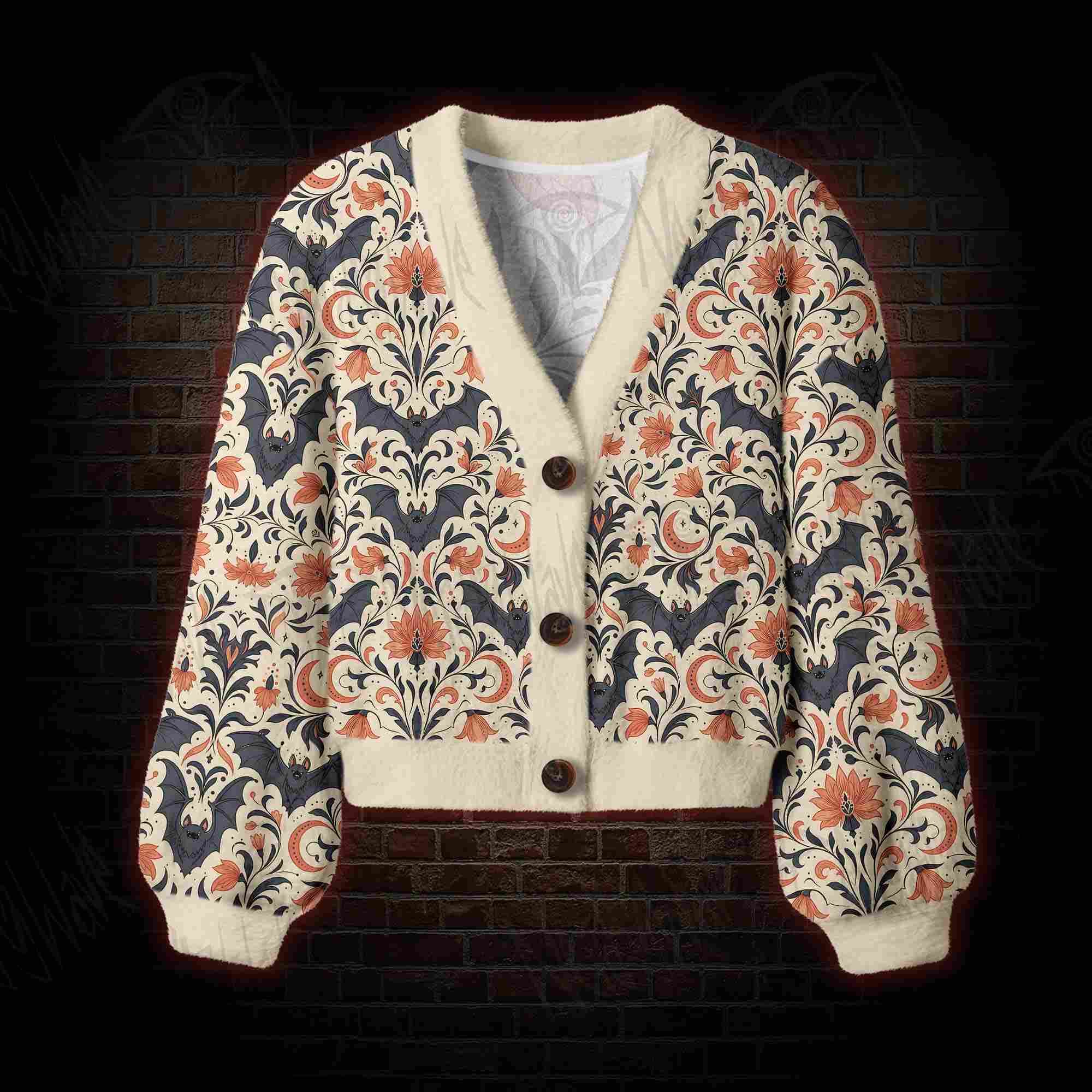Moonlit Bat Garden Women's Cardigan Sweater