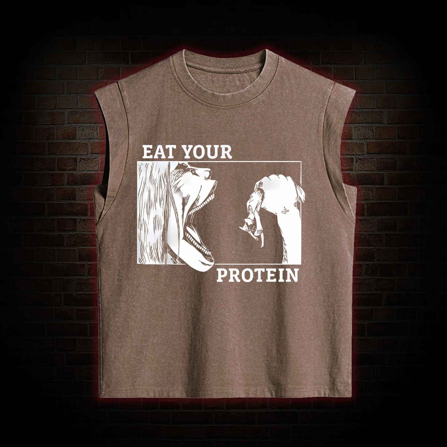 Eat Your Protein Off Shoulder  Women's Washed Tank Top